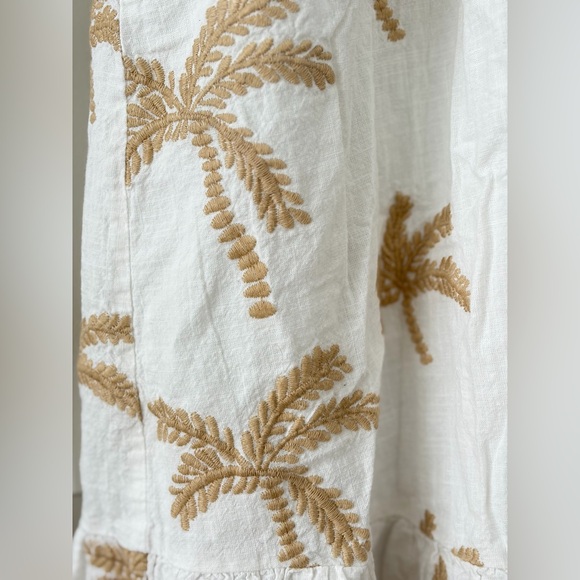 Impressions Boutique Palm Tree Embroidered Cotton Midi Dress Rope Straps Size M - Picture 5 of 14